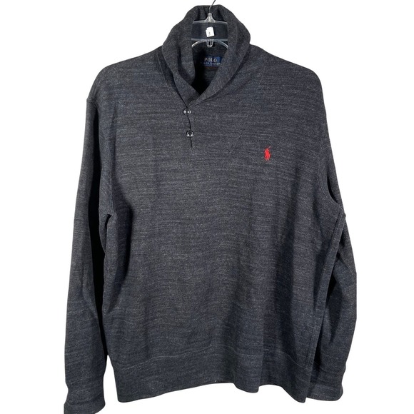 Polo Ralph Lauren Shawl Collar Henley Sweater Men's XL Gray